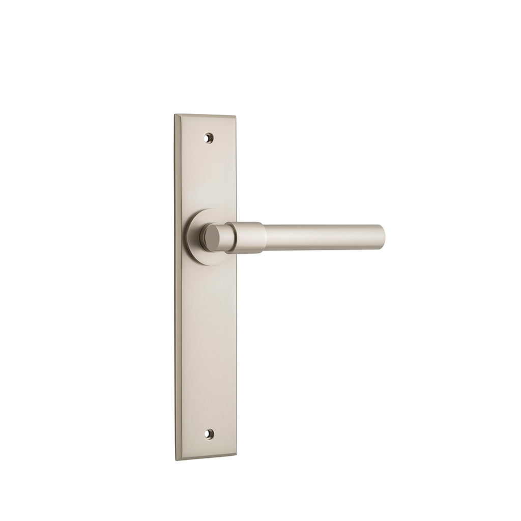 Helsinki Lever - Chamfered Backplate Satin Nickel / Passage / Lever Set Only