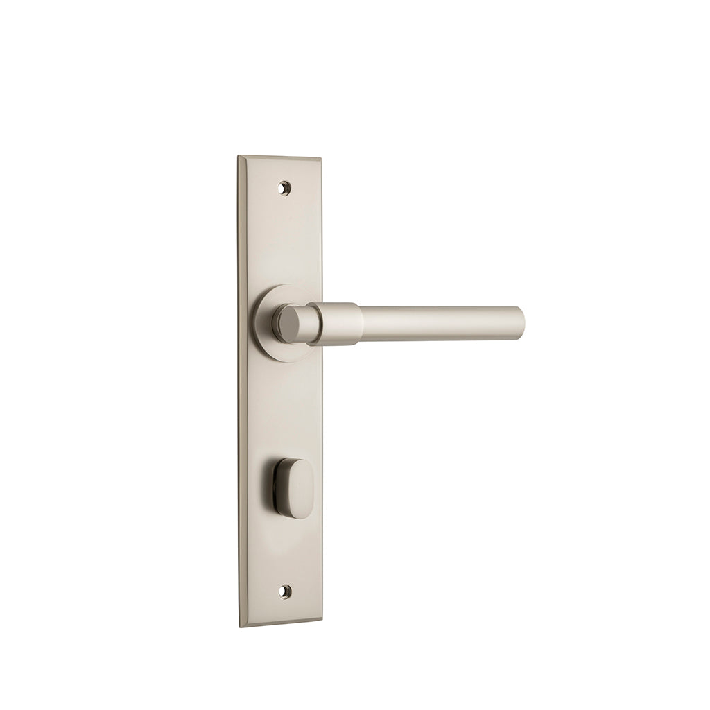 Helsinki Lever - Chamfered Backplate Satin Nickel / Privacy / Lever Set Only