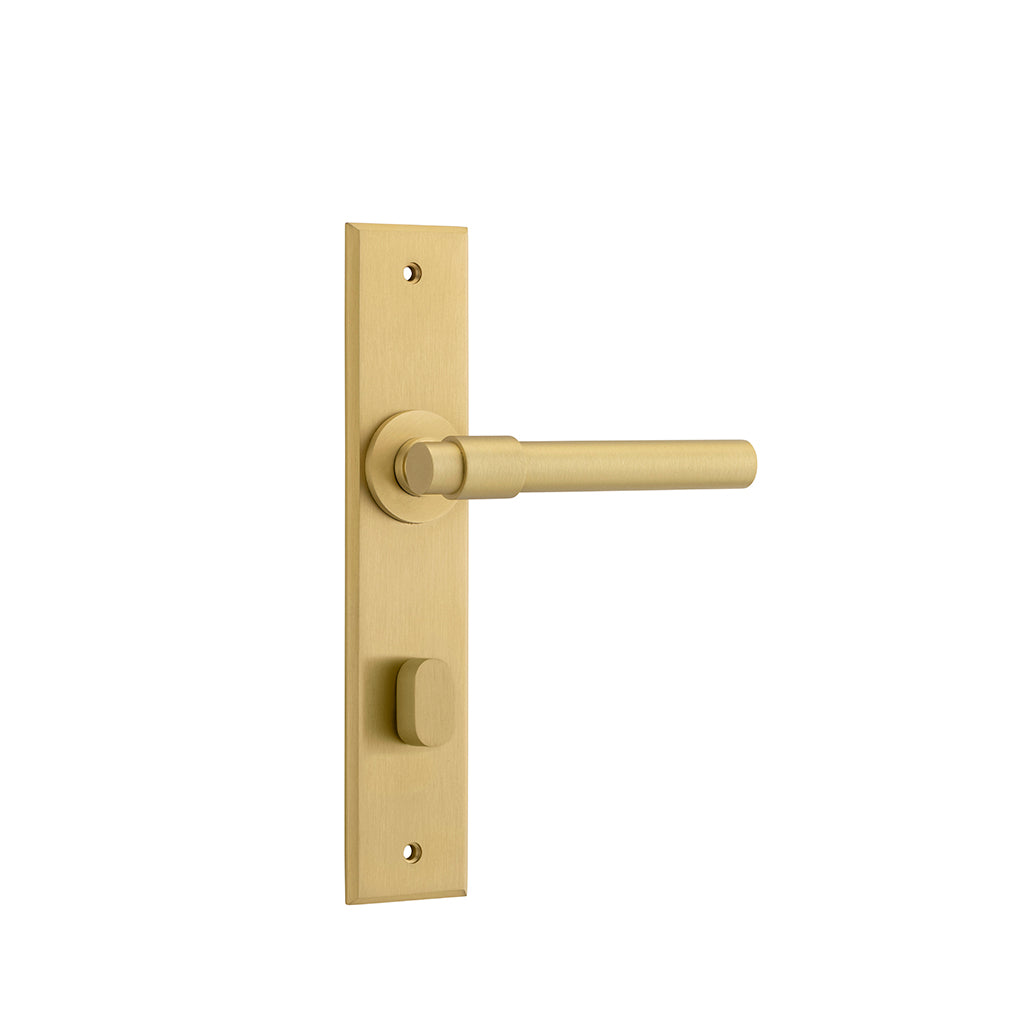 Helsinki Lever - Chamfered Backplate Brushed Gold PVD / Privacy / Lever Set Only