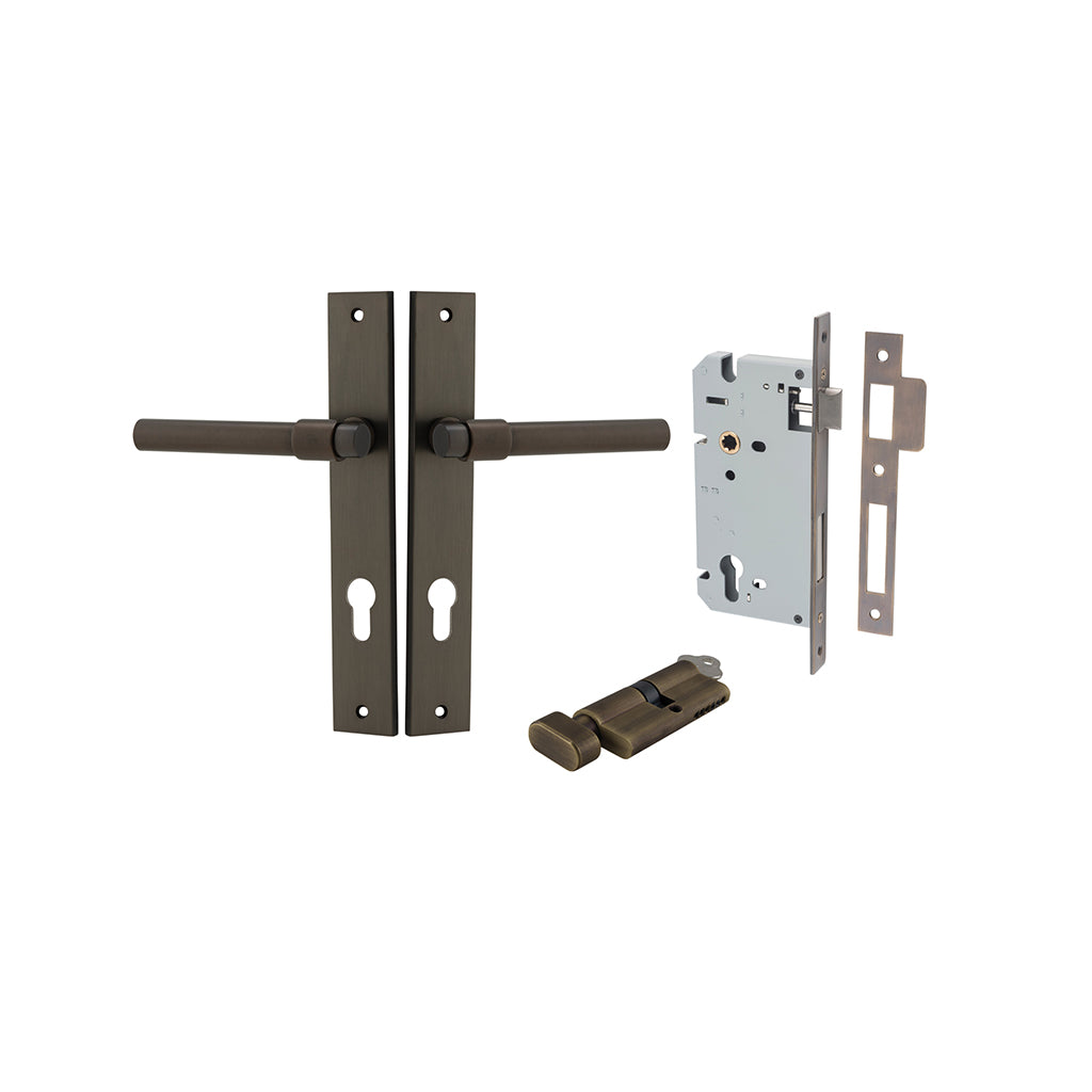 Helsinki Lever - Rectangular Backplate Signature Brass / Entrance / Entrance Kit (Key-Thumb)