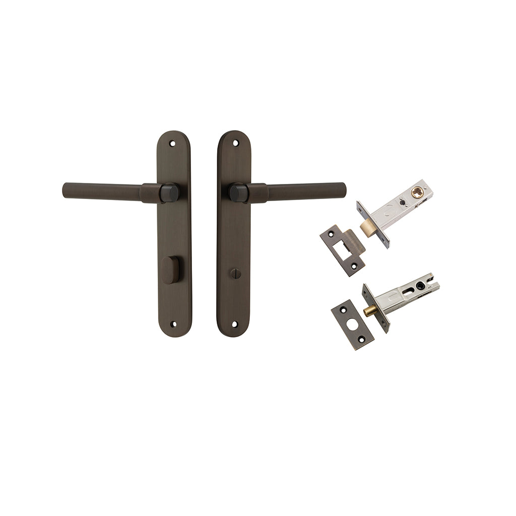 Helsinki Lever - Oval Backplate Signature Brass / Privacy / Separate Privacy Kit