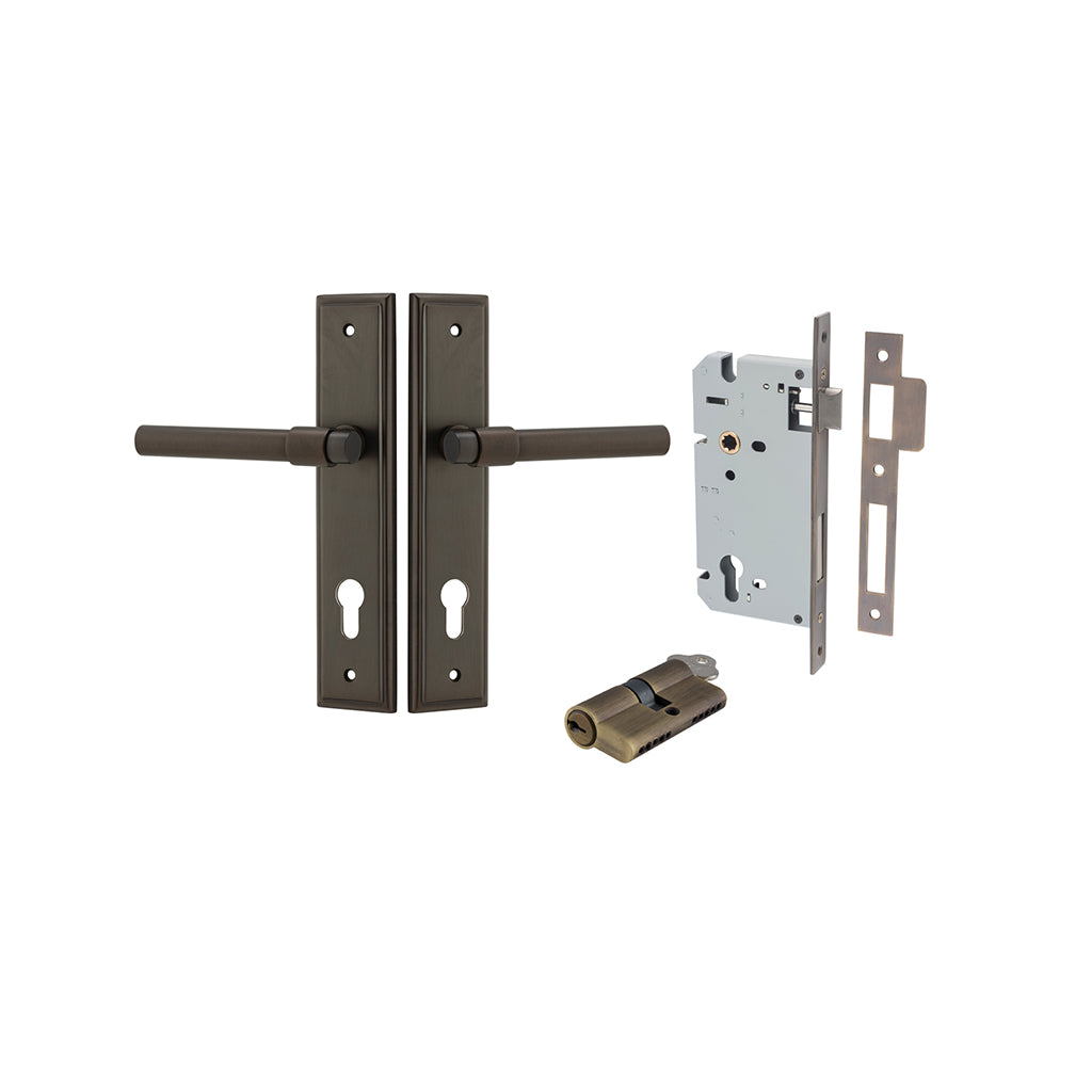 Helsinki Lever - Stepped Backplate Signature Brass / Entrance / Entrance Kit Dual Function (Key-Key)