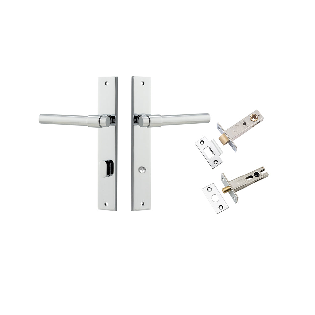 Helsinki Lever - Rectangular Backplate Polished Chrome / Privacy / Separate Privacy Kit
