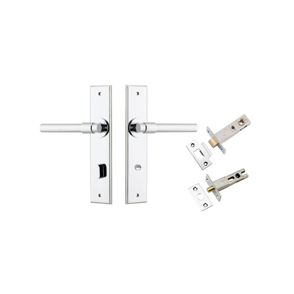 Helsinki Lever - Chamfered Backplate Polished Chrome / Privacy / Separate Privacy Kit