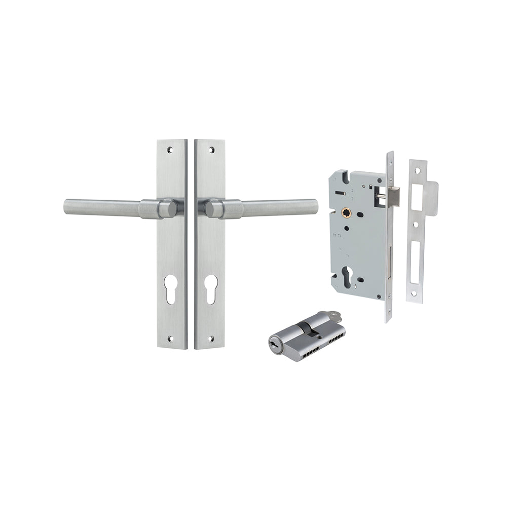 Helsinki Lever - Rectangular Backplate Brushed Chrome / Entrance / Entrance Kit Dual Function (Key-Key)
