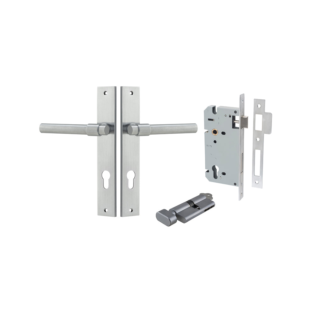 Helsinki Lever - Rectangular Backplate Brushed Chrome / Entrance / Entrance Kit (Key-Thumb)