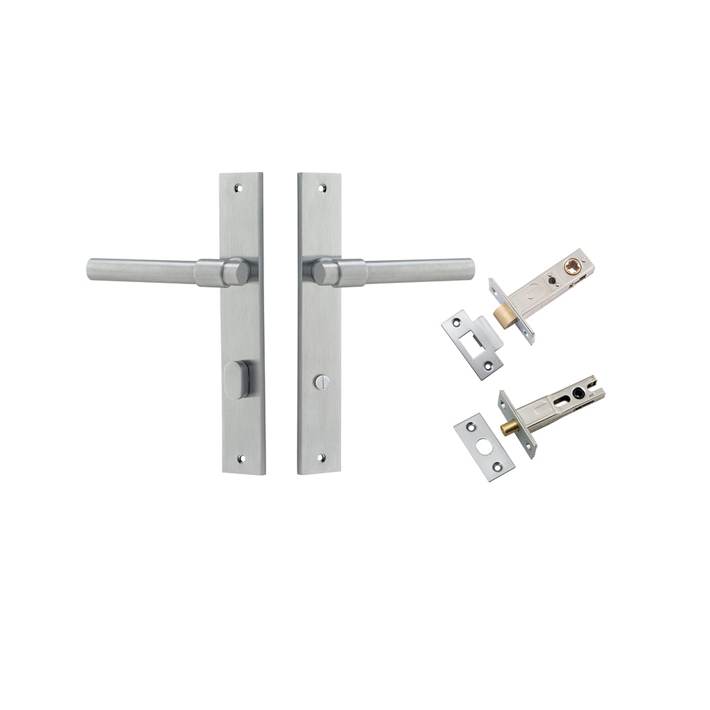Helsinki Lever - Rectangular Backplate Brushed Chrome / Privacy / Separate Privacy Kit