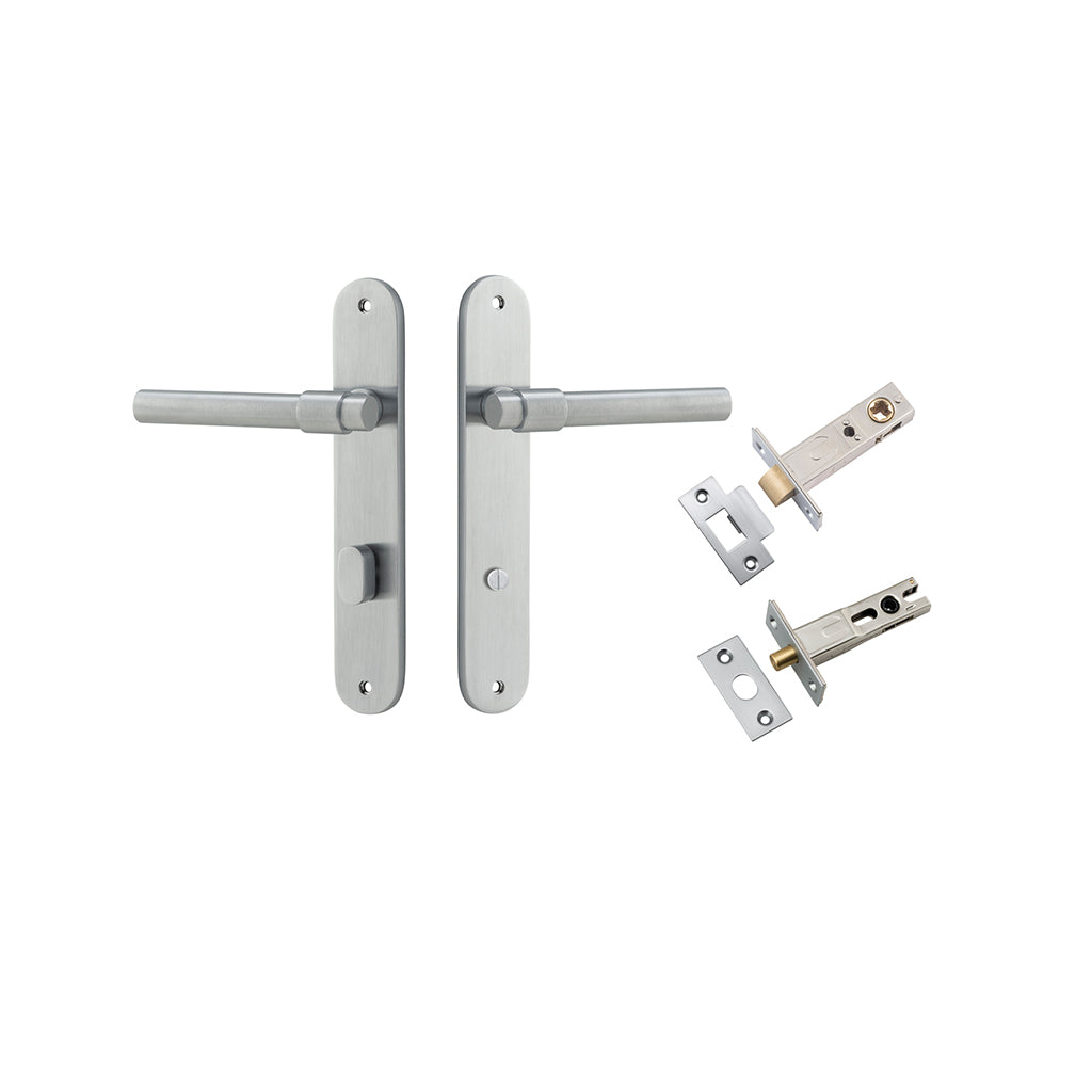 Helsinki Lever - Oval Backplate Brushed Chrome / Privacy / Separate Privacy Kit
