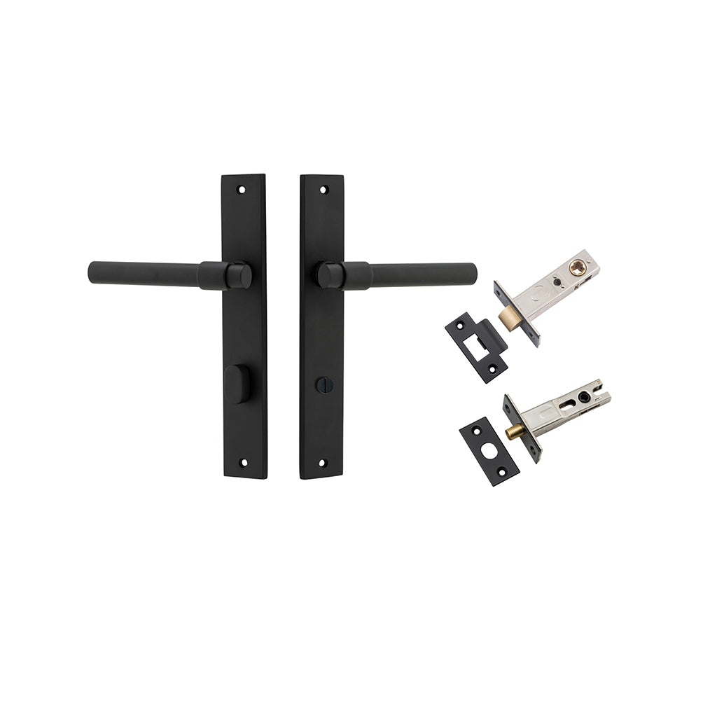 Helsinki Lever - Rectangular Backplate Matt Black / Privacy / Separate Privacy Kit