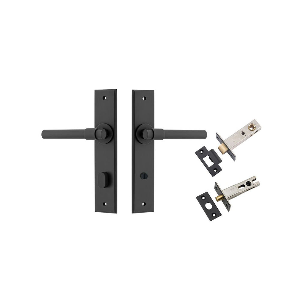 Helsinki Lever - Chamfered Backplate Matt Black / Privacy / Separate Privacy Kit
