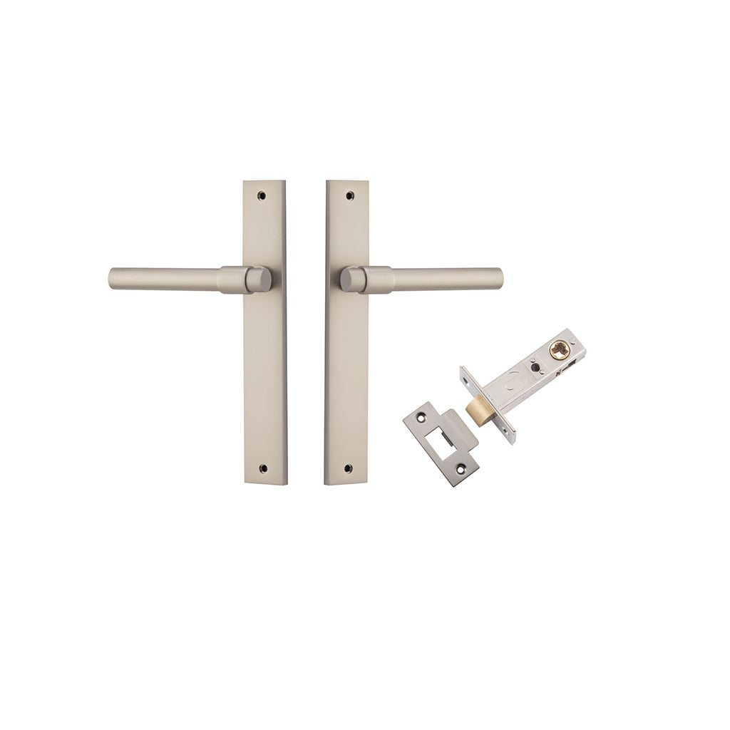 Helsinki Lever - Rectangular Backplate Satin Nickel / Passage / Passage Kit