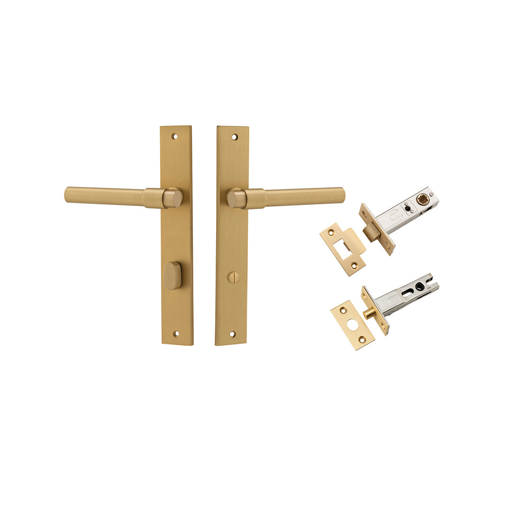Helsinki Lever - Rectangular Backplate Brushed Brass / Privacy / Separate Privacy Kit