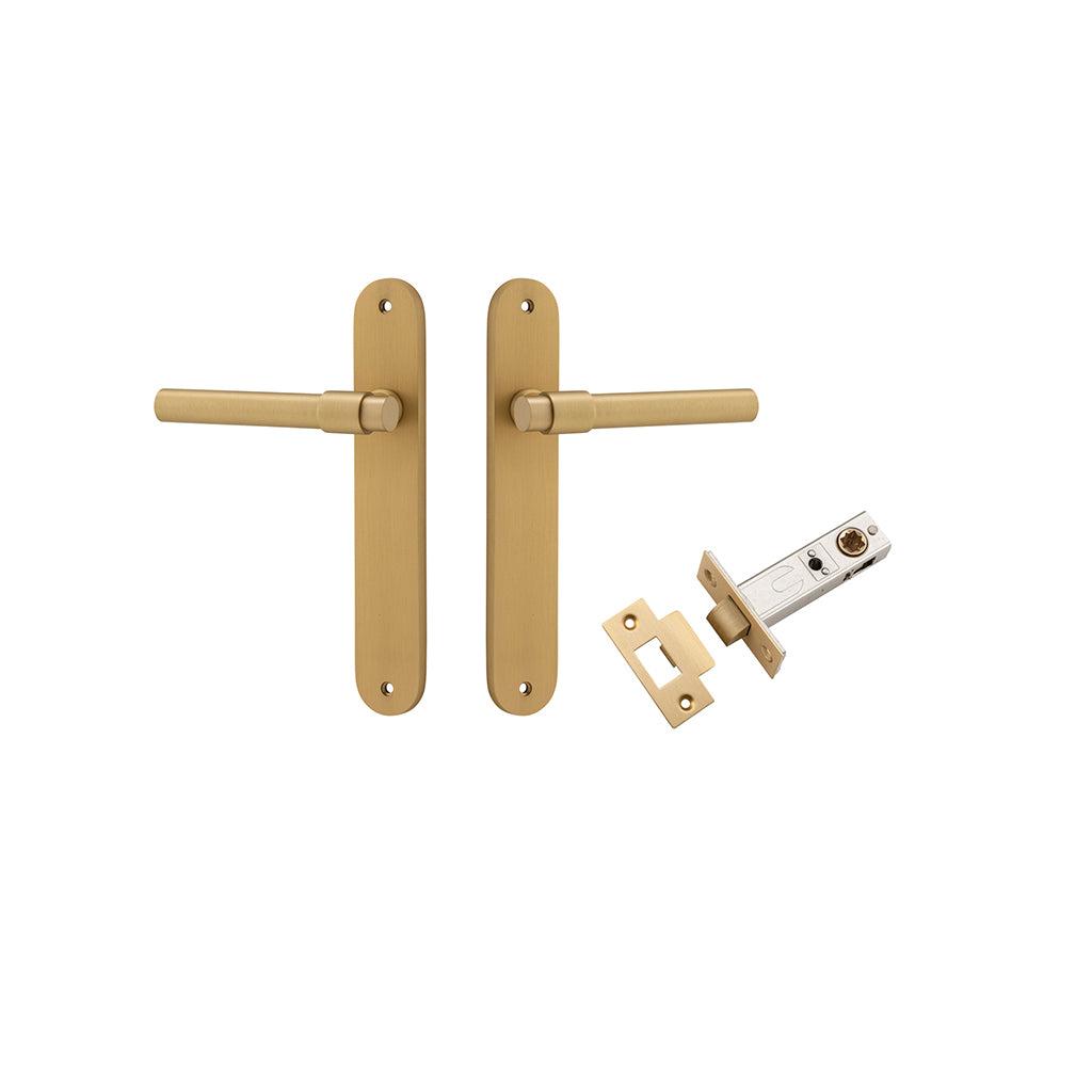Helsinki Lever - Oval Backplate Brushed Brass / Passage / Passage Kit
