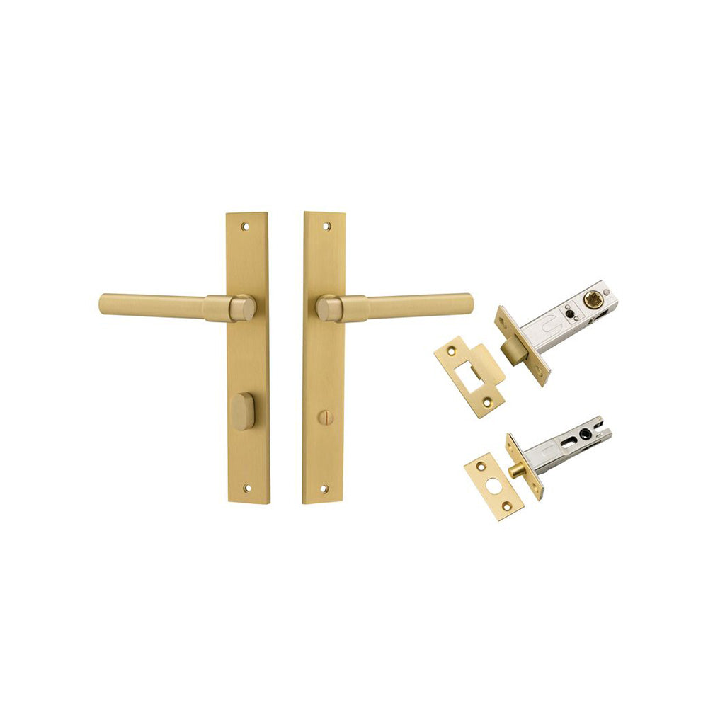 Helsinki Lever - Rectangular Backplate Brushed Gold PVD / Privacy / Separate Privacy Kit