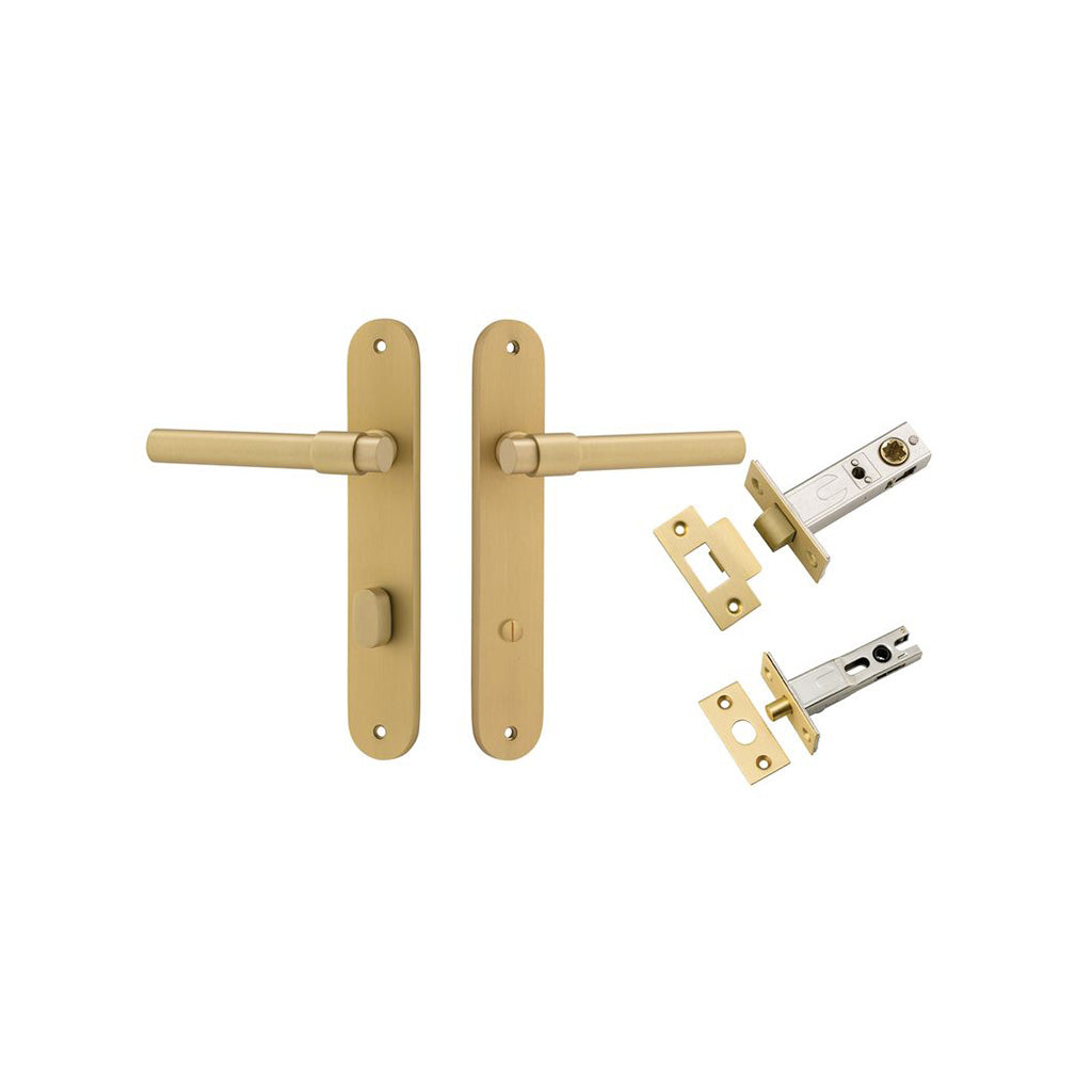 Helsinki Lever - Oval Backplate Brushed Gold PVD / Privacy / Separate Privacy Kit