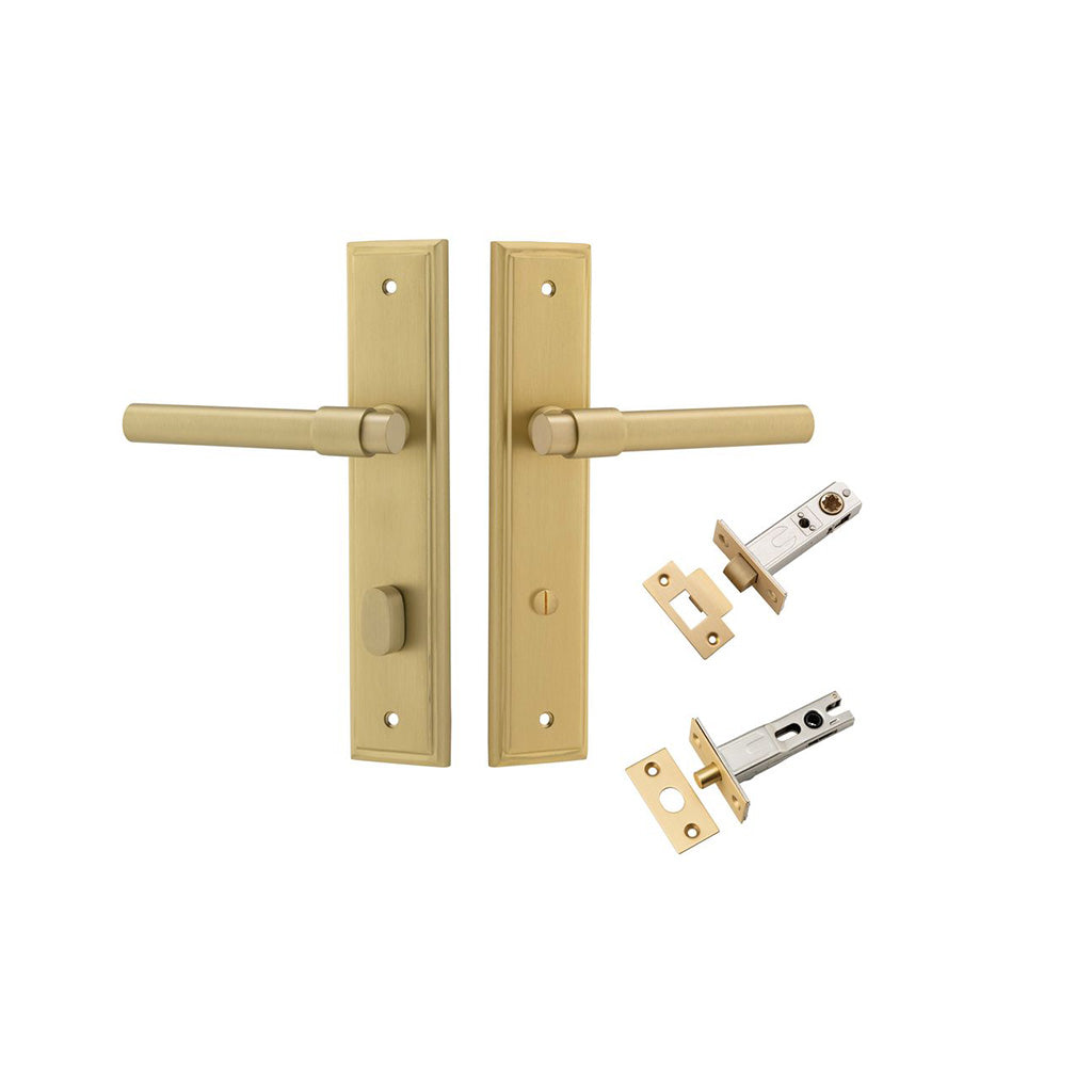 Helsinki Lever - Stepped Backplate Brushed Gold PVD / Privacy / Separate Privacy Kit
