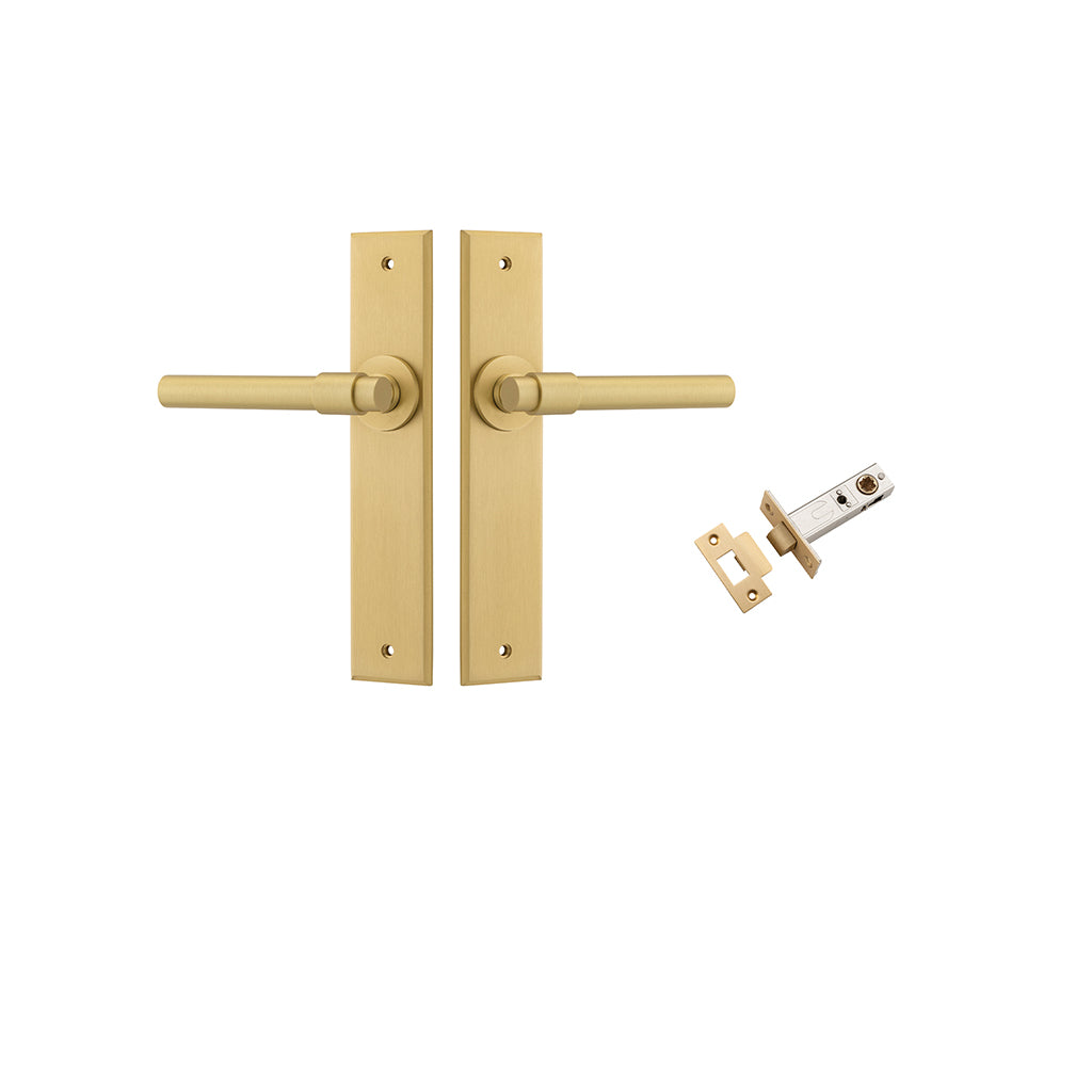 Helsinki Lever - Chamfered Backplate Brushed Gold PVD / Passage / Passage Kit