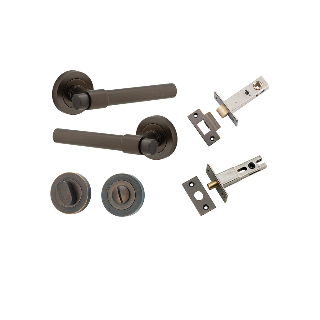 Helsinki Lever - Round Rose Signature Brass / Privacy / Separate Privacy Kit