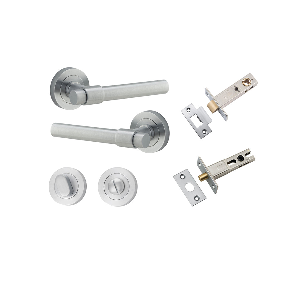 Helsinki Lever - Round Rose Brushed Chrome / Privacy / Separate Privacy Kit