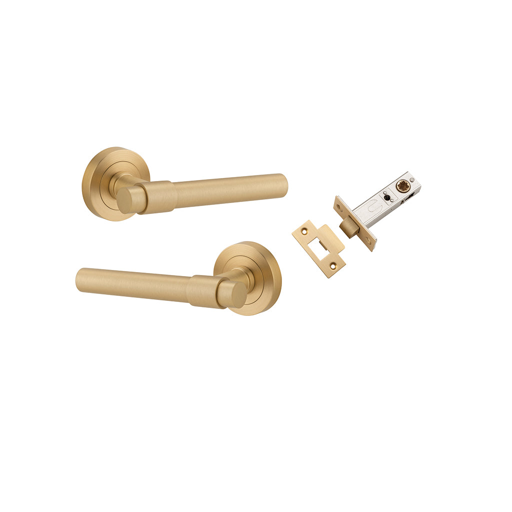 Helsinki Lever - Round Rose Brushed Brass / Passage / Passage Kit