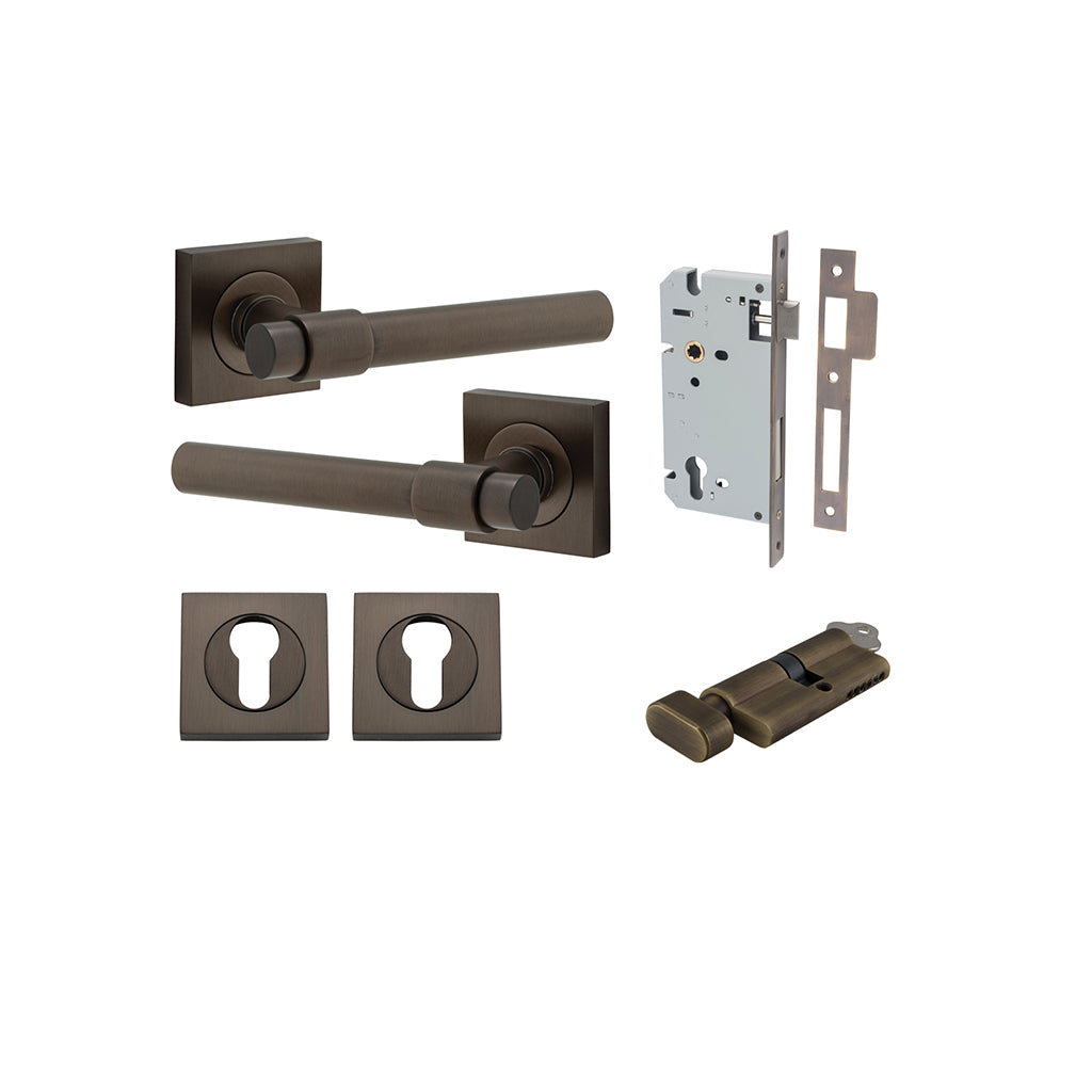 Helsinki Lever - Square Rose Signature Brass / Entrance / Entrance Kit (Key-Thumb)