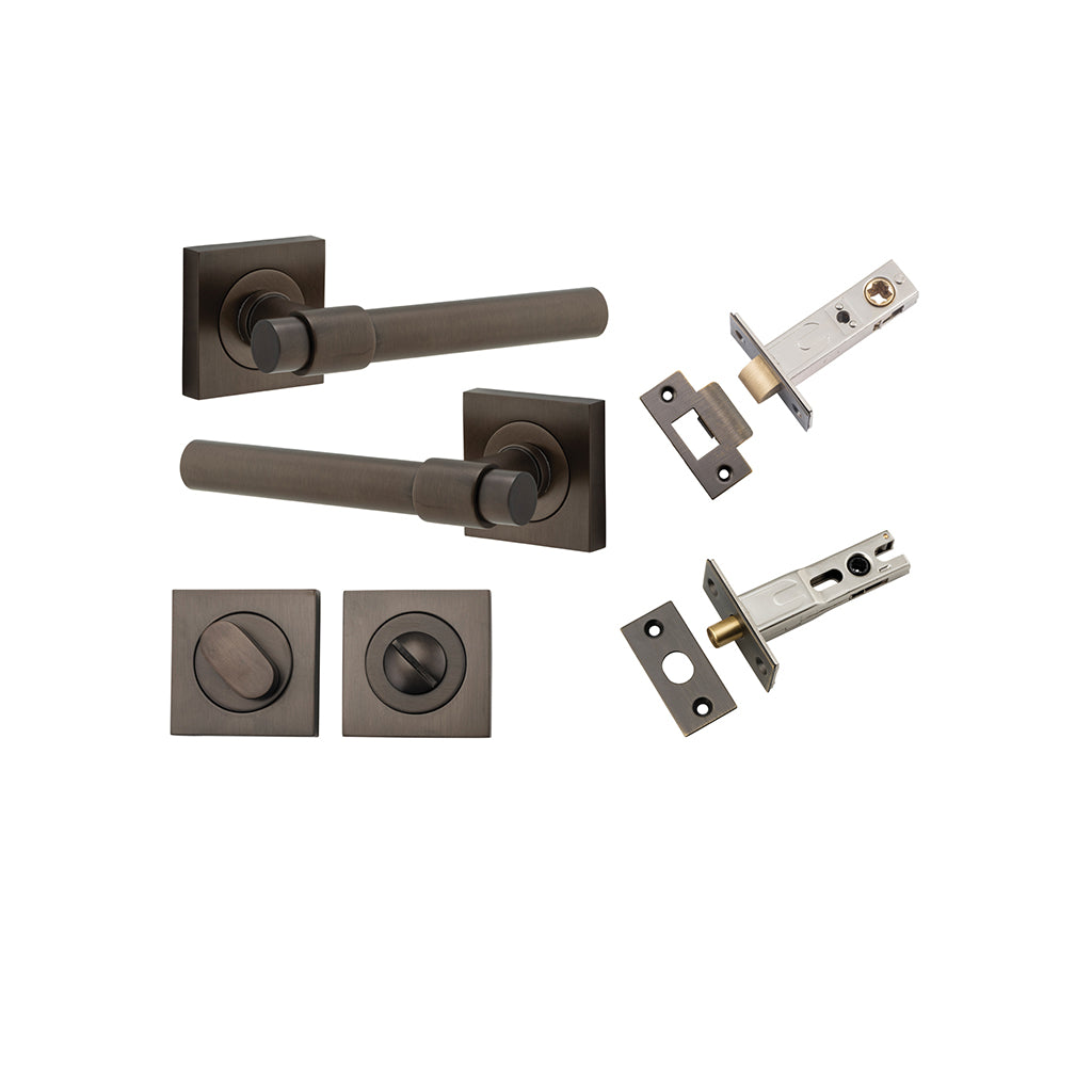 Helsinki Lever - Square Rose Signature Brass / Privacy / Separate Privacy Kit