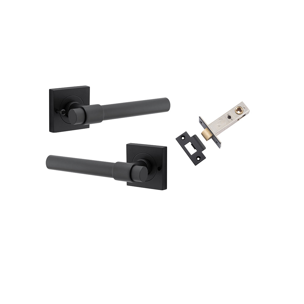 Helsinki Lever - Square Rose Matt Black / Privacy / Inbuilt Privacy Kit