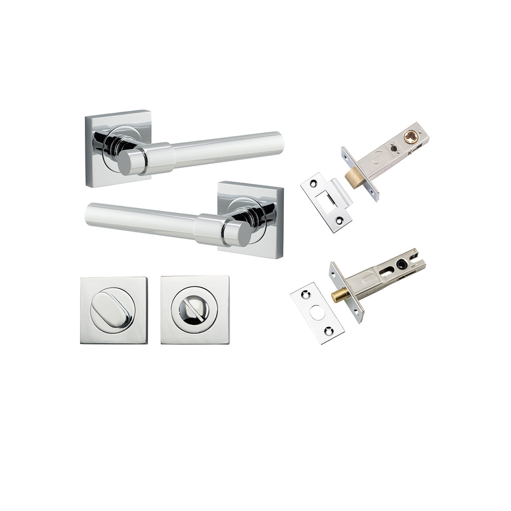Helsinki Lever - Square Rose Polished Chrome / Privacy / Separate Privacy Kit