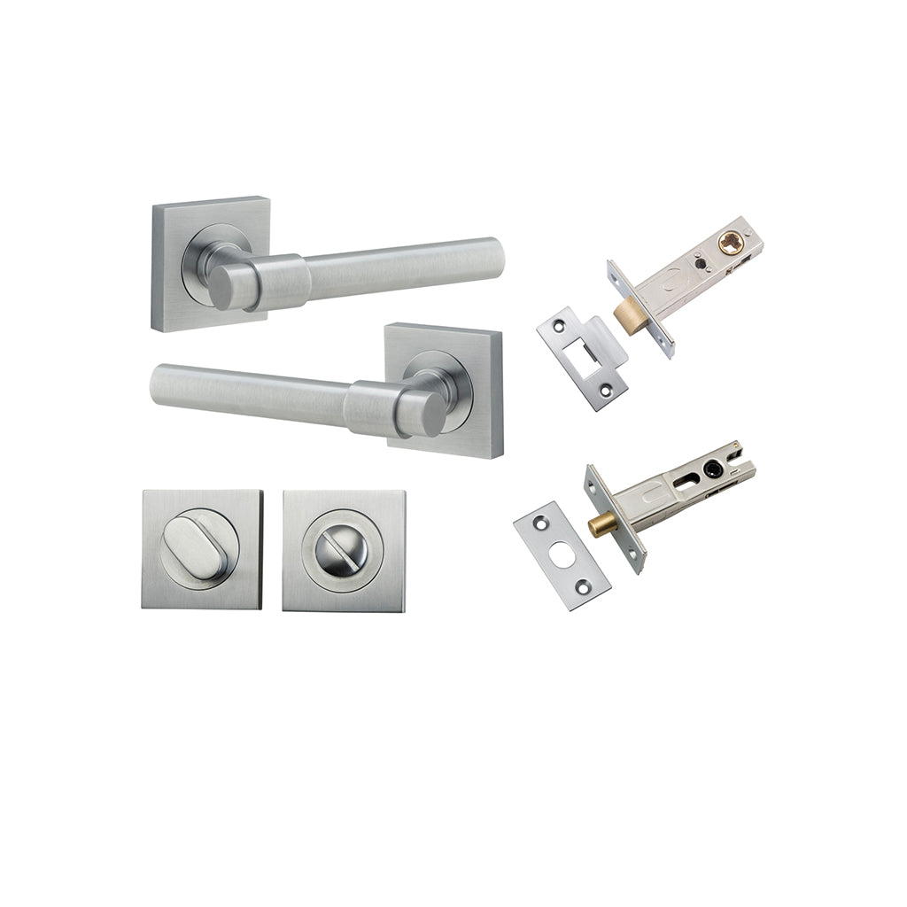 Helsinki Lever - Square Rose Brushed Chrome / Privacy / Separate Privacy Kit