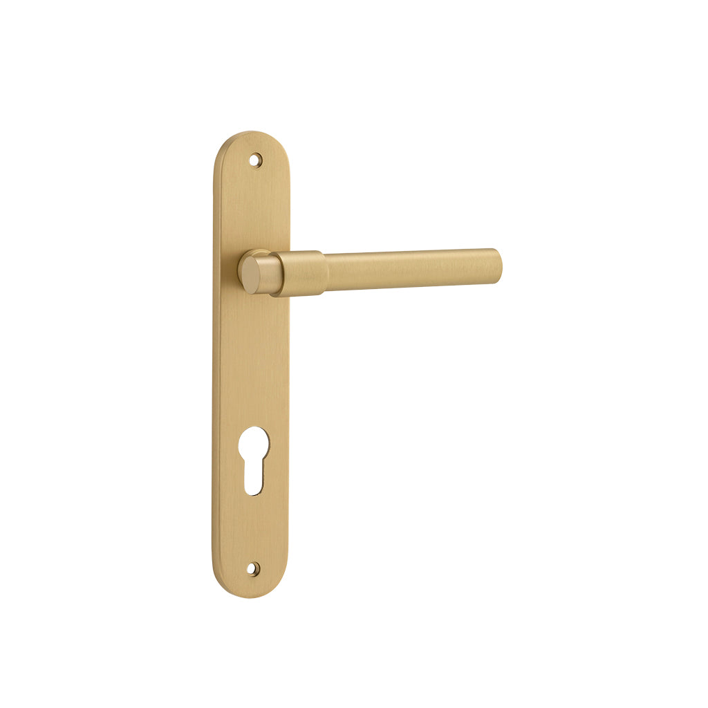 Helsinki Lever - Oval Backplate Brushed Gold PVD / Entrance / Lever Set Only