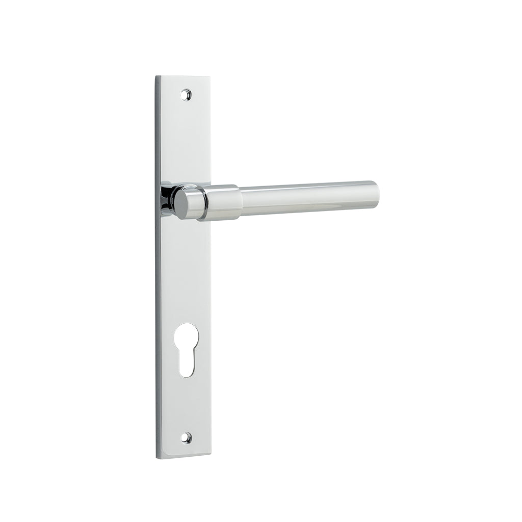 Helsinki Lever - Rectangular Backplate Polished Chrome / Entrance / Lever Set Only