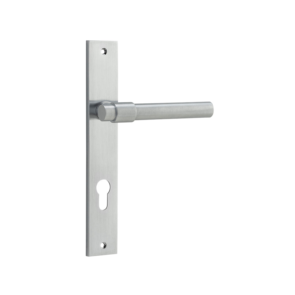 Helsinki Lever - Rectangular Backplate Brushed Chrome / Entrance / Lever Set Only