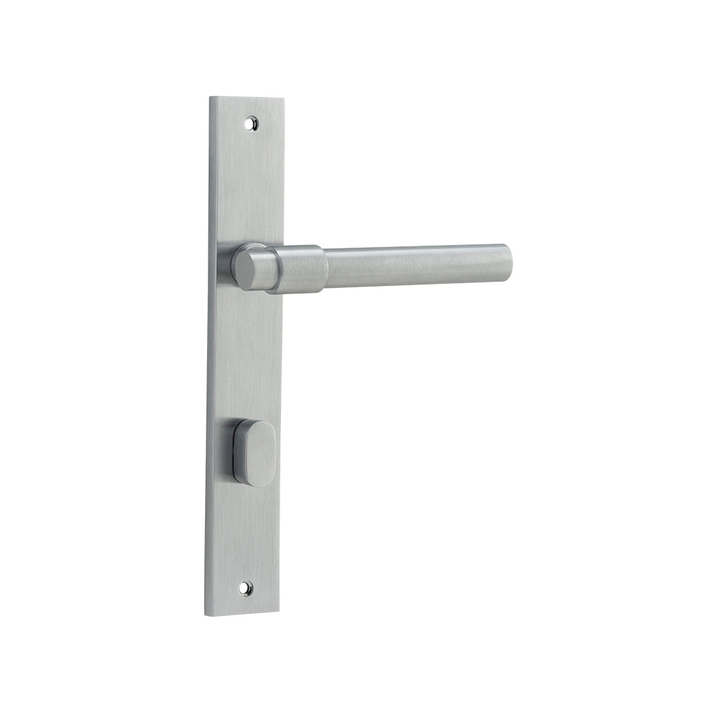 Helsinki Lever - Rectangular Backplate Brushed Chrome / Privacy / Lever Set Only