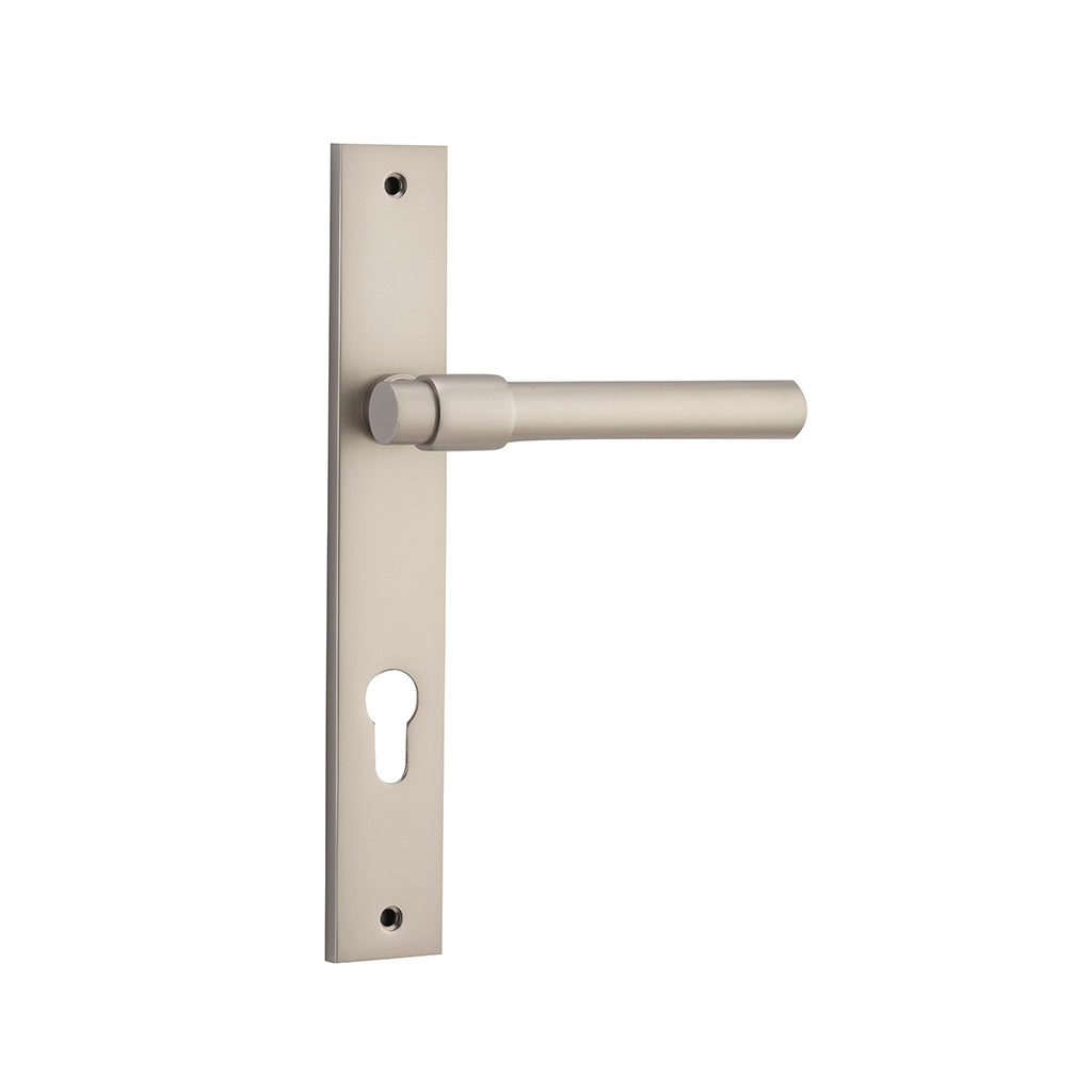 Helsinki Lever - Rectangular Backplate Satin Nickel / Entrance / Lever Set Only
