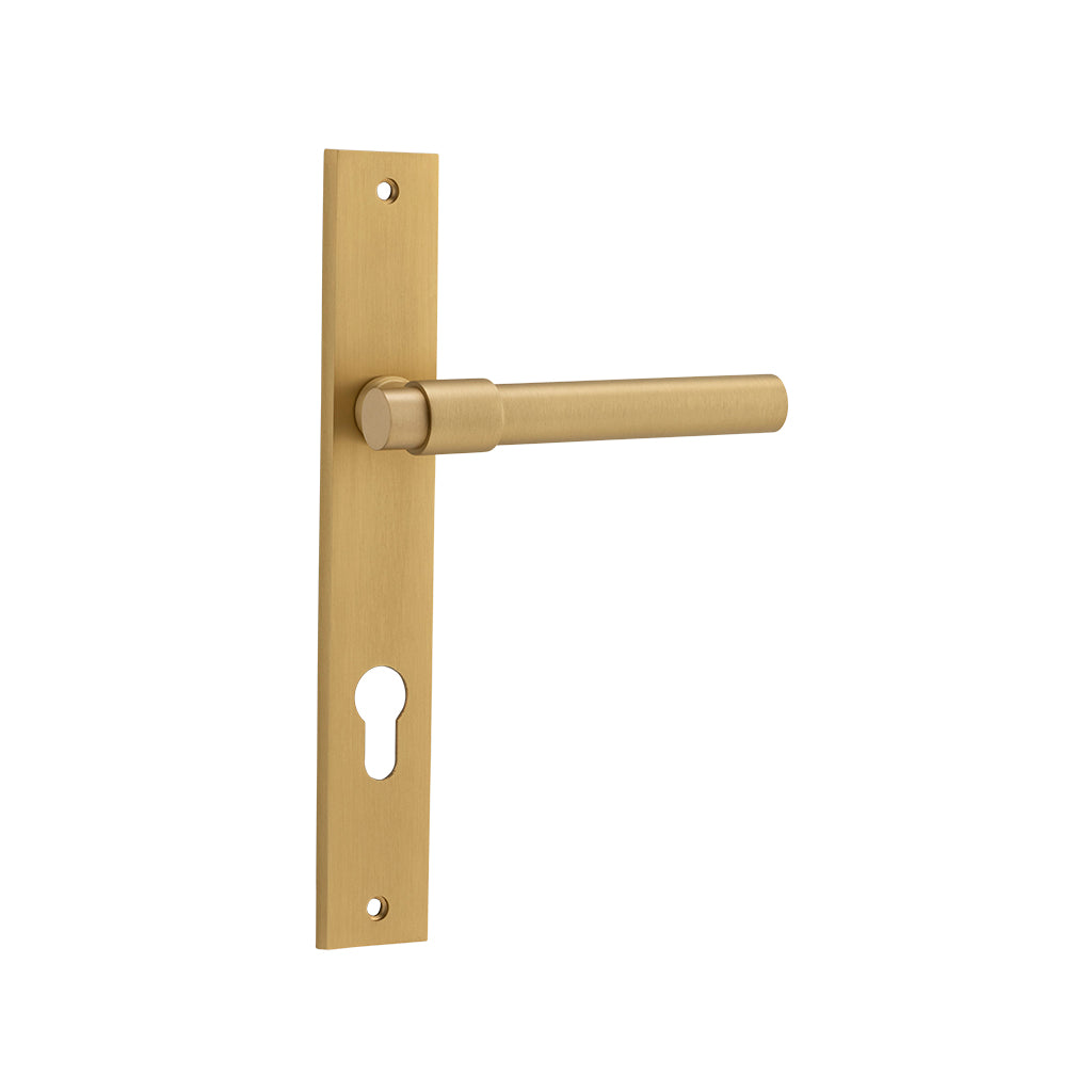 Helsinki Lever - Rectangular Backplate Brushed Brass / Entrance / Lever Set Only