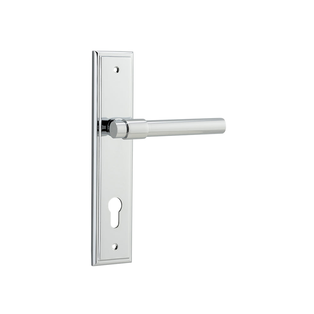 Helsinki Lever - Stepped Backplate Polished Chrome / Entrance / Lever Set Only