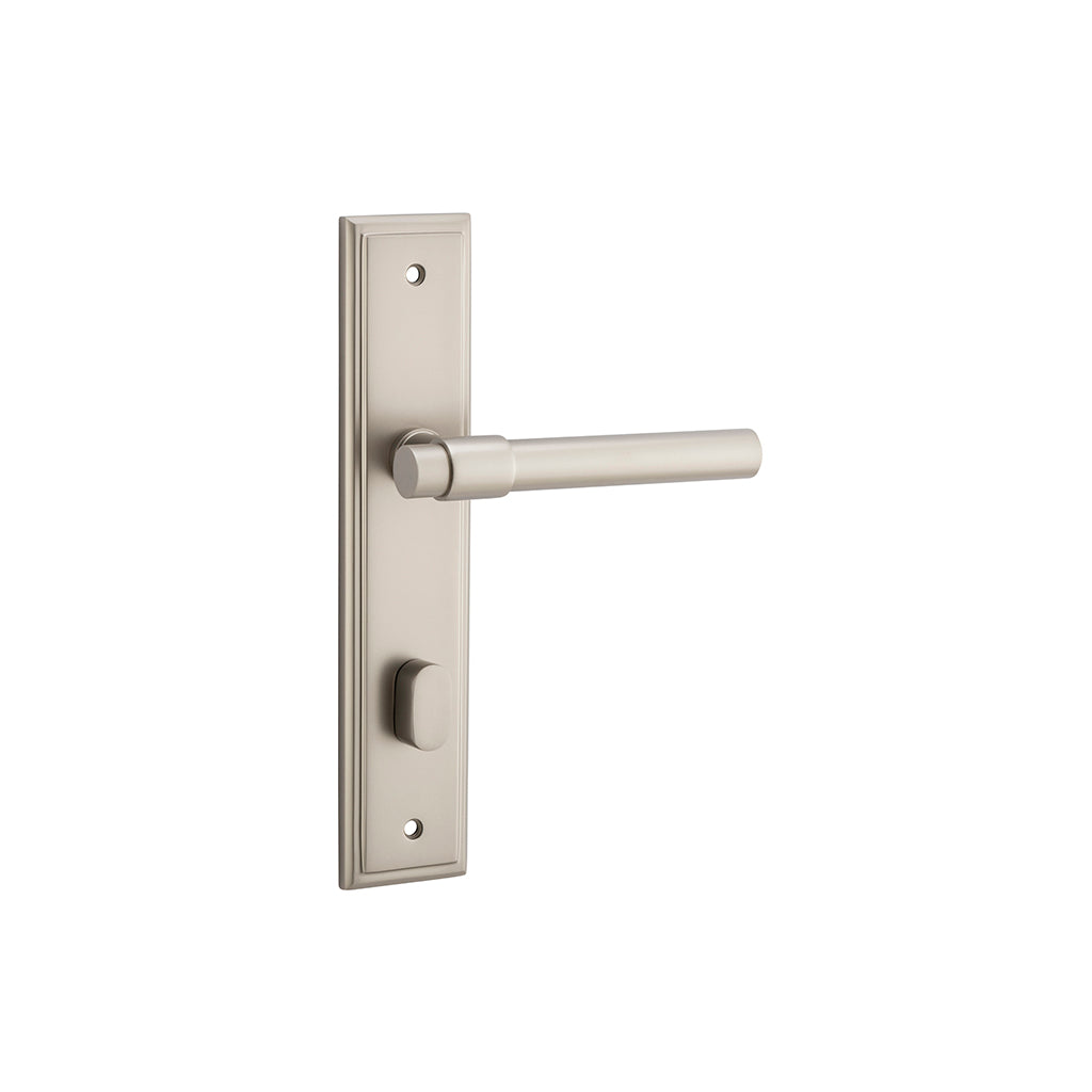 Helsinki Lever - Stepped Backplate Satin Nickel / Privacy / Lever Set Only