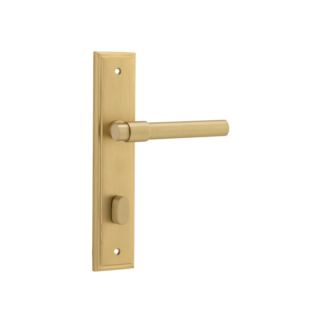 Helsinki Lever - Stepped Backplate Brushed Gold PVD / Privacy / Lever Set Only