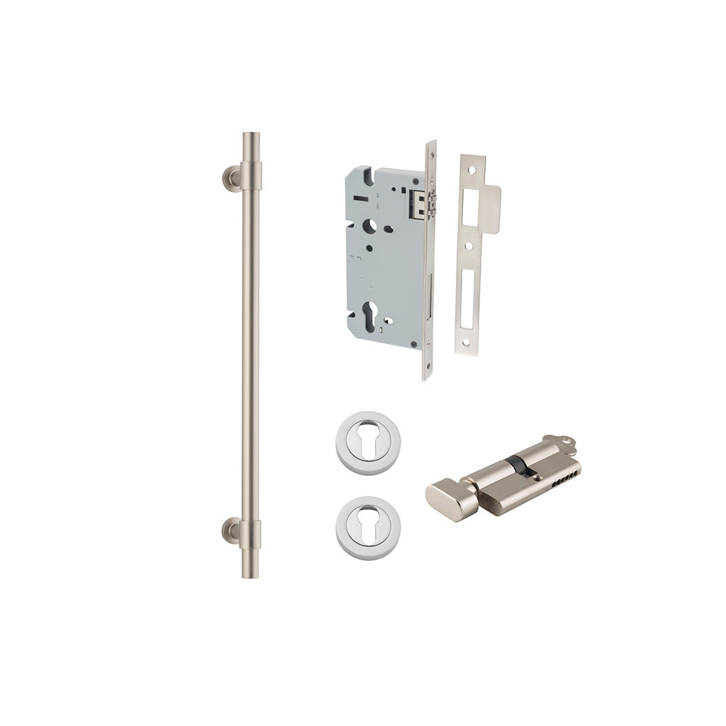 Helsinki Pull Handle Satin Nickel / 450mm / Entrance Kit (Key-Thumb)