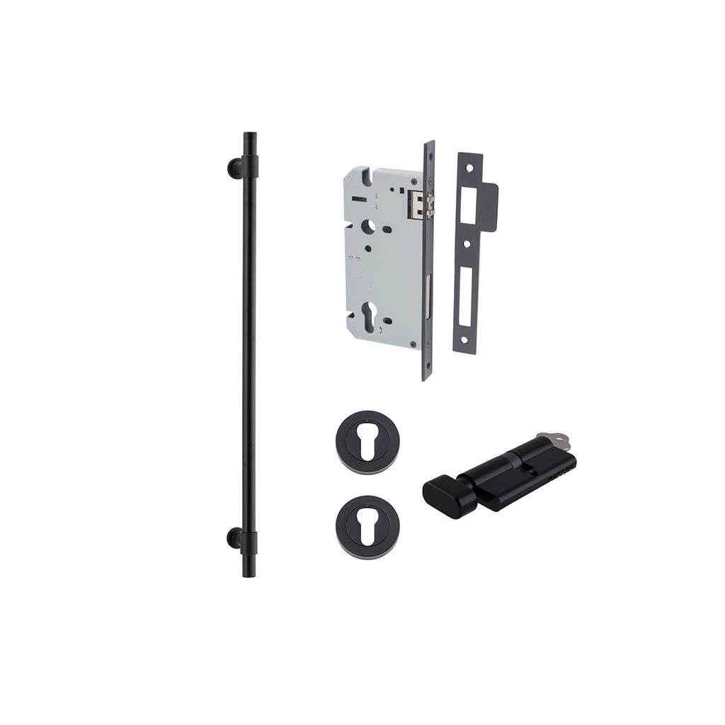 Helsinki Pull Handle Matt Black / 600mm / Entrance Kit (Key-Thumb)