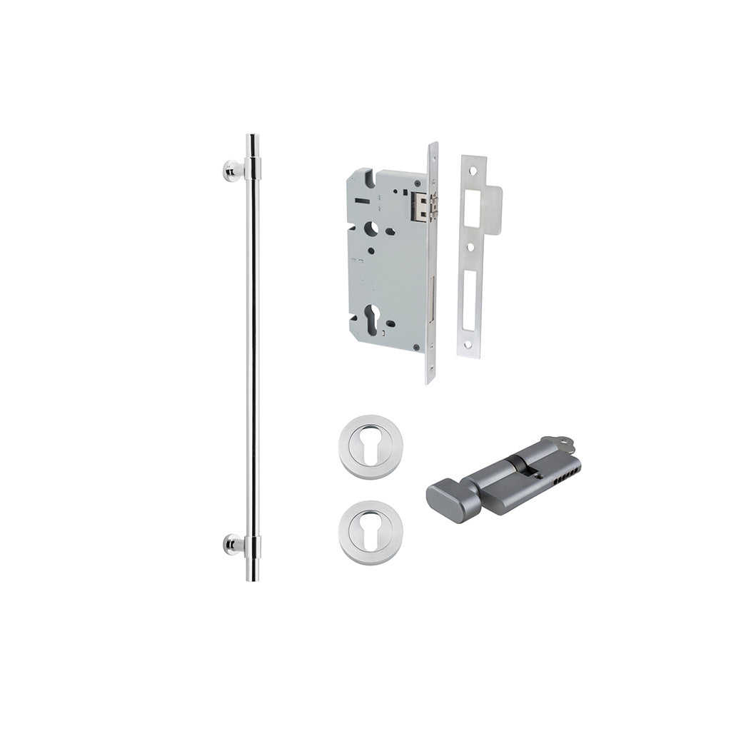 Helsinki Pull Handle Brushed Chrome / 600mm / Entrance Kit (Key-Thumb)