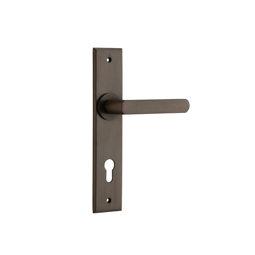 Osaka Lever - Chamfered Backplate Signature Brass / Entrance / Lever Set Only