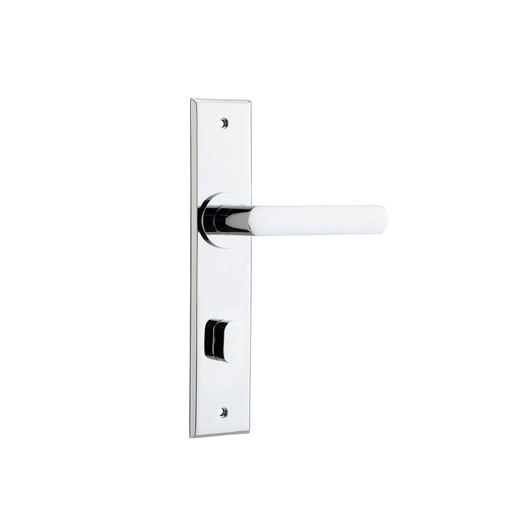 Osaka Lever - Chamfered Backplate Polished Chrome / Privacy / Lever Set Only