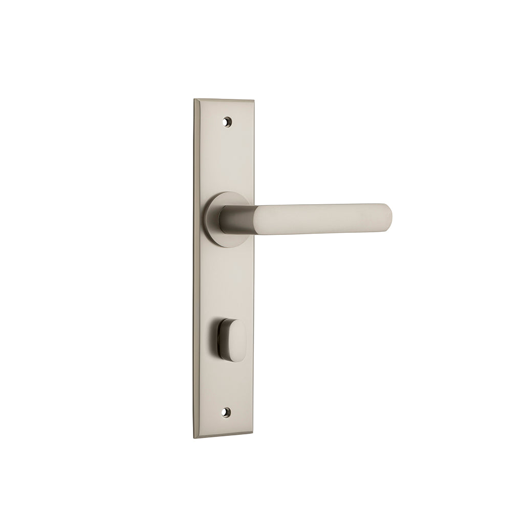 Osaka Lever - Chamfered Backplate Satin Nickel / Privacy / Lever Set Only