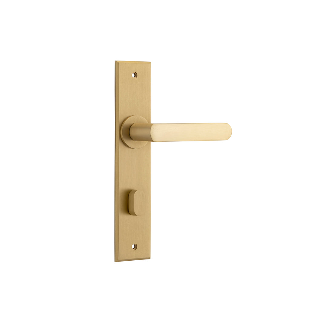 Osaka Lever - Chamfered Backplate Brushed Brass / Privacy / Lever Set Only