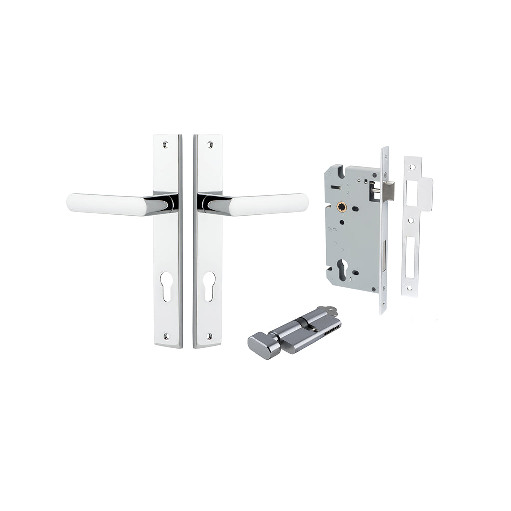 Osaka Lever - Rectangular Backplate Polished Chrome / Entrance / Entrance Kit (Key-Thumb)