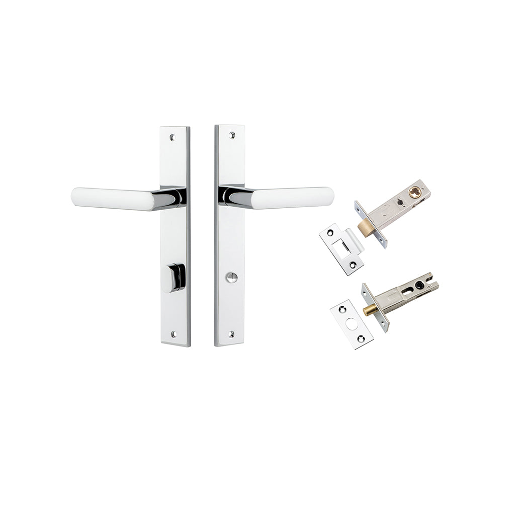 Osaka Lever - Rectangular Backplate Polished Chrome / Privacy / Separate Privacy Kit