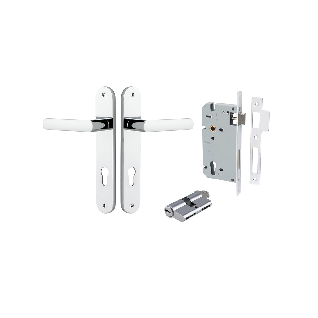 Osaka Lever - Oval Backplate Polished Chrome / Entrance / Entrance Kit Dual Function (Key-Key)