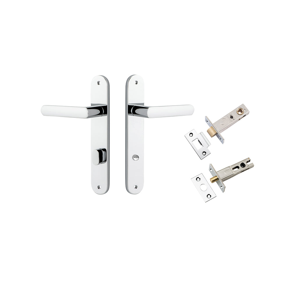 Osaka Lever - Oval Backplate Polished Chrome / Privacy / Separate Privacy Kit