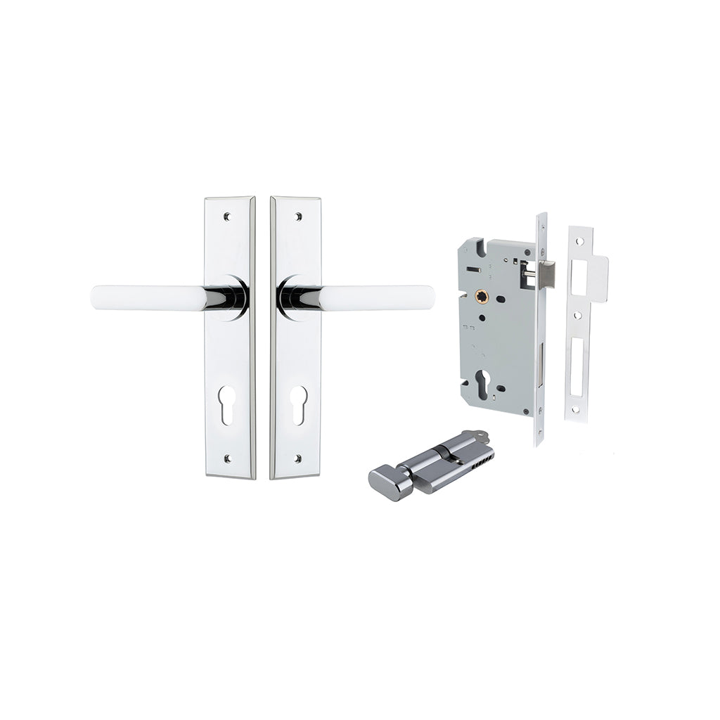 Osaka Lever - Chamfered Backplate Polished Chrome / Entrance / Entrance Kit (Key-Thumb)